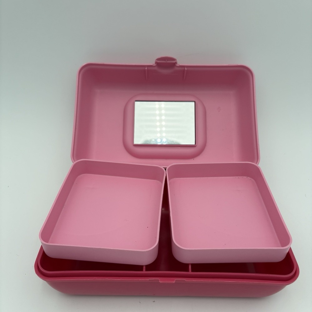 Vtg Mini Caboodles Make Up Caddy Case Pretty in Petite PINK Mini Small 9" x 6" - Picture 5 of 7